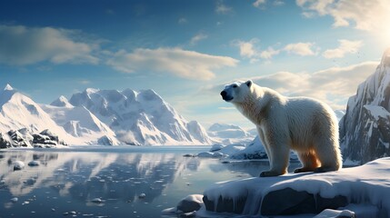 Polar Bear Roaming the Icy Landscapes of the Arctic