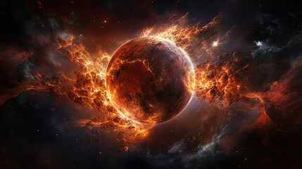 Obraz na płótnie Canvas Earth on Fire. Generative Ai
