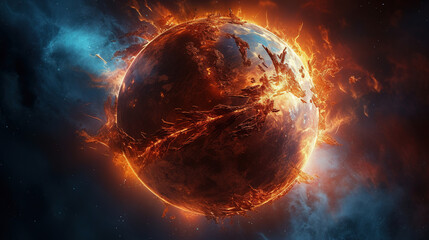 Obraz premium Earth on Fire. Generative Ai