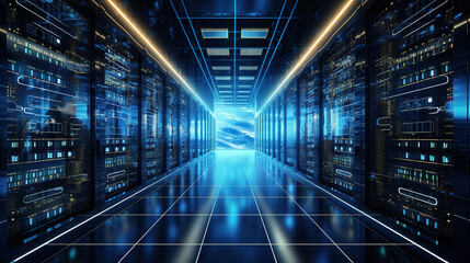 Fototapeta premium Data Center of the Future. Generative Ai