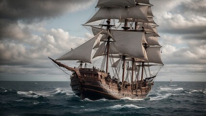 Fototapeta premium A ship with sails
