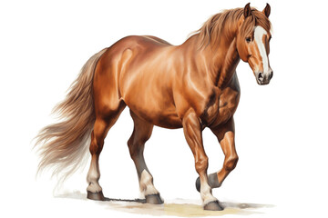 A chestnut horse on a white background, Generative Ai