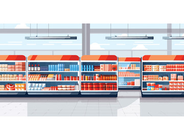 Supermarket interior vector flat minimalistic isolated illustration