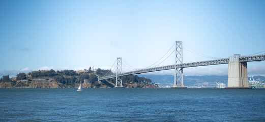 The Bay Bridge connecting San Francisco to Oakland, via Yerba Buena Island / Treasure Island. The...