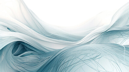 Abstract light blue and white minimalist fluid line art, Generative AI art