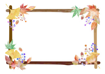 水彩紅葉掲示板フレーム
