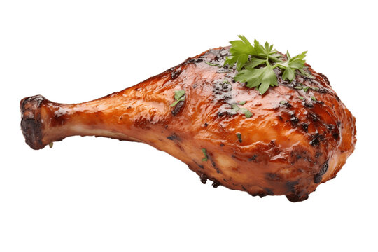 Grilled Chicken Leg Isolated On A White Background, Generative Ai