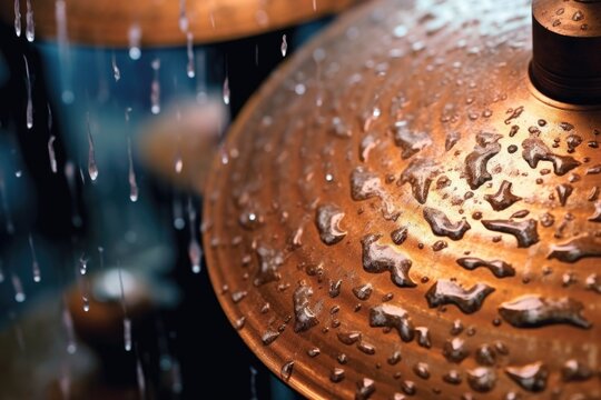 close-up of cymbals with water droplets - Powered by Adobe