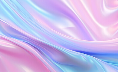 Blue and pink flowing texture close up. Abstract, soft and dreamy background with silky or satiny surface. Smooth and shiny texture with wavy pattern.