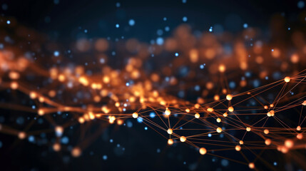 Obraz premium Abstract Dots and Lines: AI Technology and Data Flow Motion. Communication and Tech Network Concept