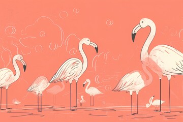 flamingos on the pink bacgkround made by midjeorney
