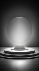 grey Shiny podium with Light Reflection for product placement, advertisement
