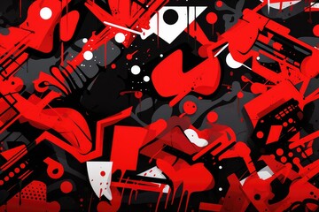 Abstract Black, Red, adn White Graffiti Wallpaper