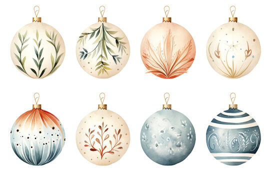 Beautful set of multicolor christmas decoration ornament illustrations on clear background for decoration, print, cards