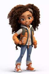Cartoon Girl Going to School