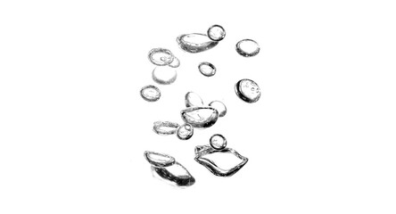 Small water drop underwater, Surface, White bubble, Liquid, Abstract, Isolated, White background, Oxygen design concept, Air, Underwater, Small water drop underwater, Effect