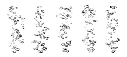 Small water drop underwater, Surface, White bubble, Liquid, Abstract, Isolated, White background,...