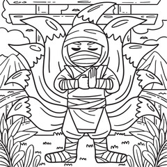 Ninja with Nine Tails Coloring Page for Kids