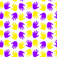Fototapeta premium Seamless pattern with multicolored handprints