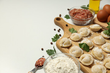 Cooking home food concept with raw dumplings