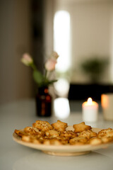 christmas cookies and candle