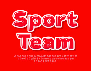 Vector bright concept Sport Team. Red creative Font. Modern Alphabet Letters and Numbers set