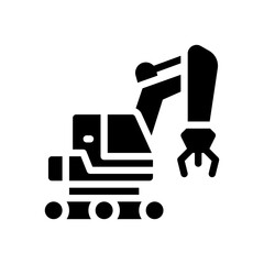 excavator grapple glyph icon