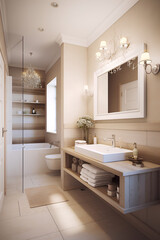 Fototapeta na wymiar Interior of bathroom in luxury house.