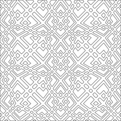 Stylish texture with figures from lines.Abstract geometric black and white pattern for web page, textures, card, poster, fabric, textile. Monochrome graphic repeating design. 