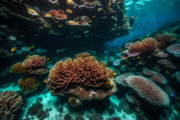 coral reef, teeming with life