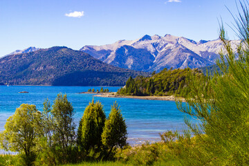 Naklejka na ściany i meble Bariloche beautiful scenic views, landscapes, mountains and lakes Patagonia Argentina
