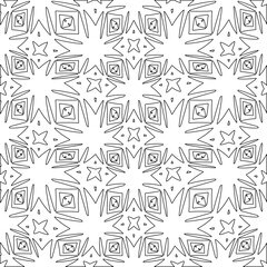 
 Stylish texture with figures from lines.Abstract geometric black and white pattern for web page, textures, card, poster, fabric, textile. Monochrome graphic repeating design. 