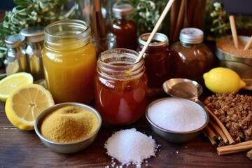 tea and sugar ingredients for kombucha making