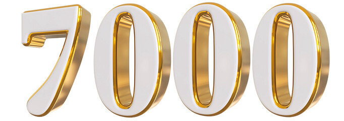 7000 Follower 3d Gold Number