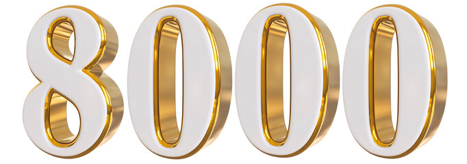 8000 Follower 3d Gold Number