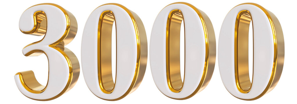 3000 Follower 3d Gold Number