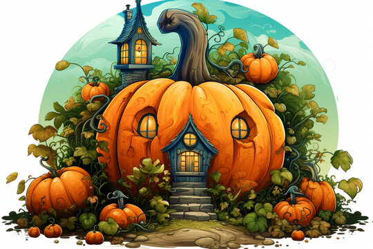 Święto Halloween, wariacje na podstawie wesołej dyni i kościotrupa.