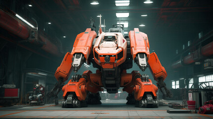 Mecha Robot Industrial Bear Droid Futuristic Bot Machine Engineering Heavy Battle Cyberpunk Beast Apocalypse Generative AI 