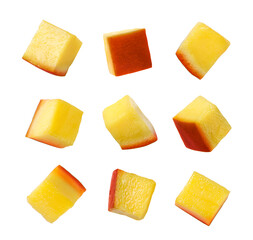 Set of mango pieces close-up on a white. Isolated