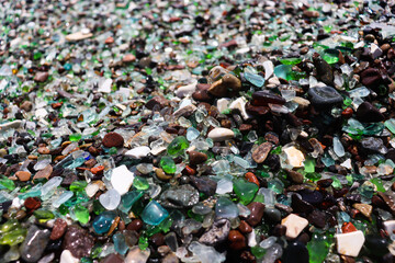 Selective focus. Sea glass. Sea glass beach.
