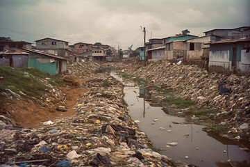 Dirty poor slums without people.