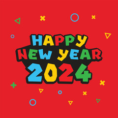 Happy new year 2024 design. Colorful premium vector design for poster, banner, greeting and new year 2024 celebration.