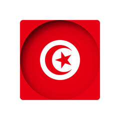 Tunisia flag - behind the cut circle paper hole with inner shadow.