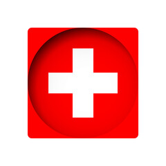 Switzerland flag - behind the cut circle paper hole with inner shadow.