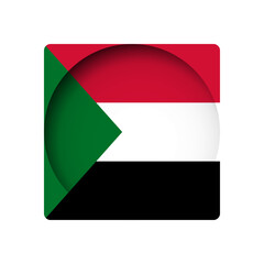 Sudan flag - behind the cut circle paper hole with inner shadow.