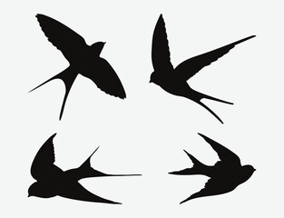 Graceful Swallow Silhouettes, A Comprehensive Set of Avian Flight and Elegance Illustrations