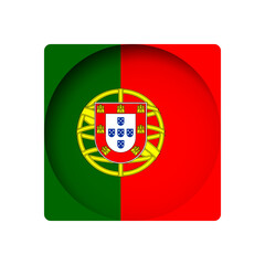 Portugal flag - behind the cut circle paper hole with inner shadow.