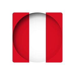 Peru flag - behind the cut circle paper hole with inner shadow.