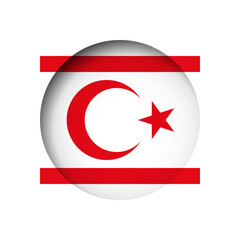 Northern Cyprus flag - behind the cut circle paper hole with inner shadow.