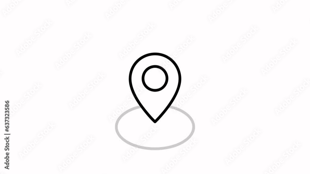 Poster gps location pointer animated icon. 4k black on white background. location pointer line icon animati